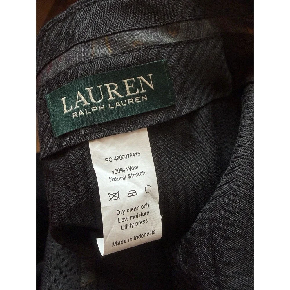 NWT Lauren Ralph Lauren Ultraflex Dress Pants Mens 44x32 Black Wool Flat Front